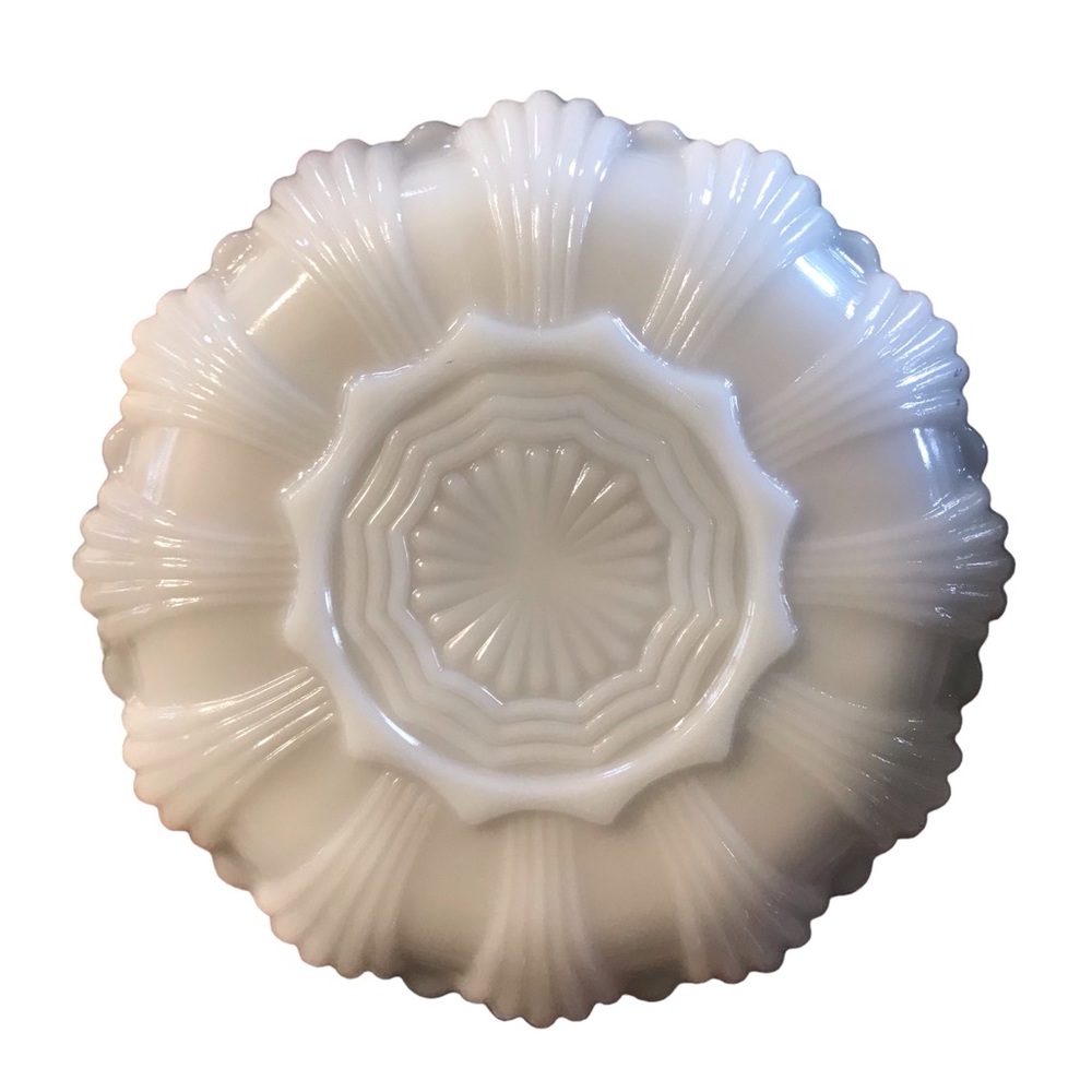 Vintage Anchor Hocking Fire King Milk Glass Gold Trim Divided Relish Dish White - Picture 11 of 14